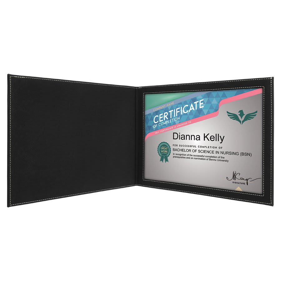 Laserable Leatherette Certificate Holder