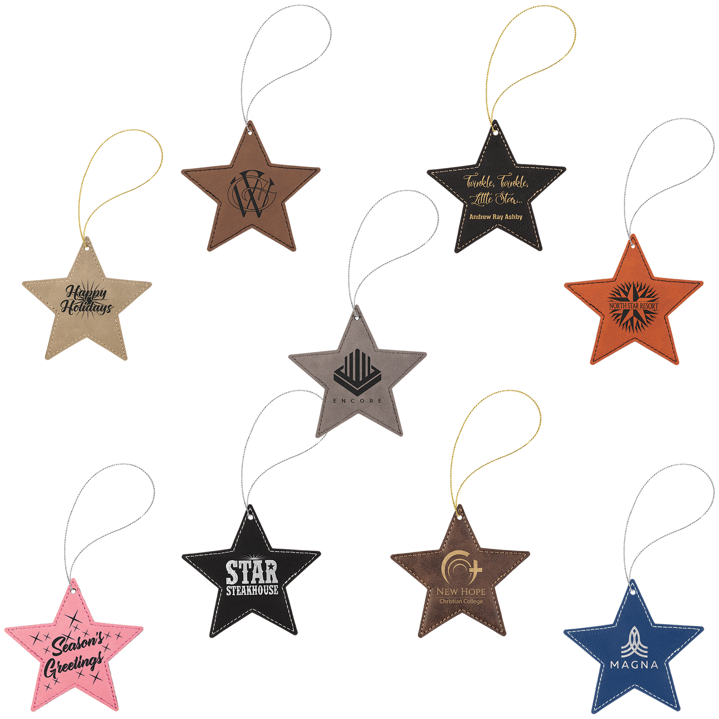 Laserable Leatherette Ornament with String