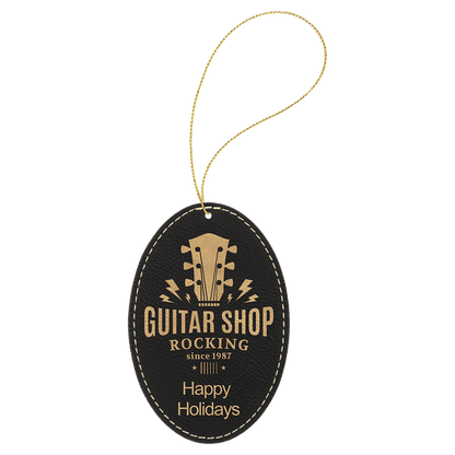 Laserable Leatherette Ornament with String