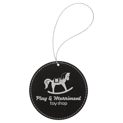 Laserable Leatherette Ornament with String