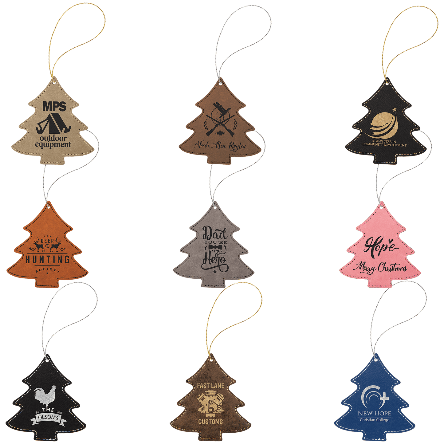 Laserable Leatherette Ornament with String