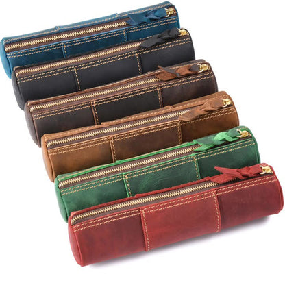 Genuine Leather Pencil Case, Make-up Brush Holder, Leather Pen Holder
