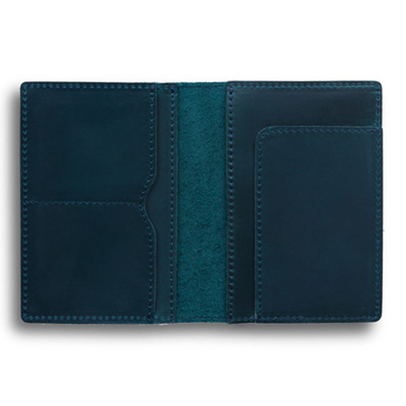 Deluxe Leather Passport Cover - Travel Document Holder, Card Slots & Side Pockets - Navy Blue - Personalized Holiday Gifts, Leatherology