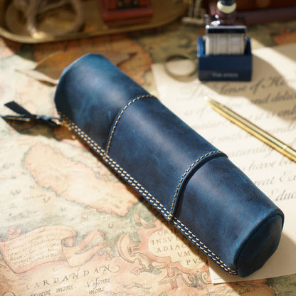 Genuine Leather Pencil Case, Make-up Brush Holder, Leather Pen Holder