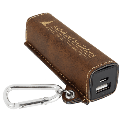 Laserable Leatherette 2200 mAh Power Bank with USB Cord