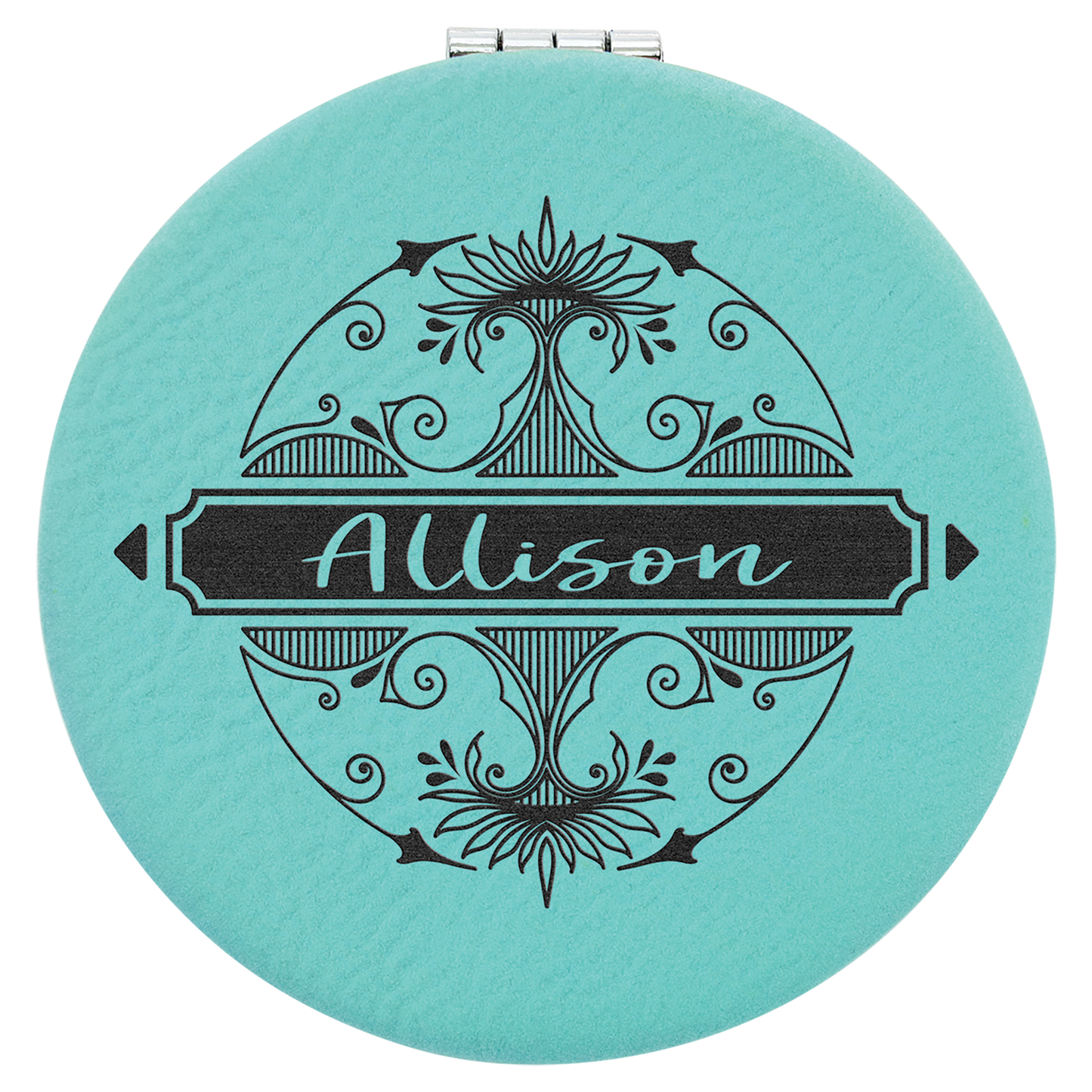 2 1/2" Laserable Leatherette Compact Mirror