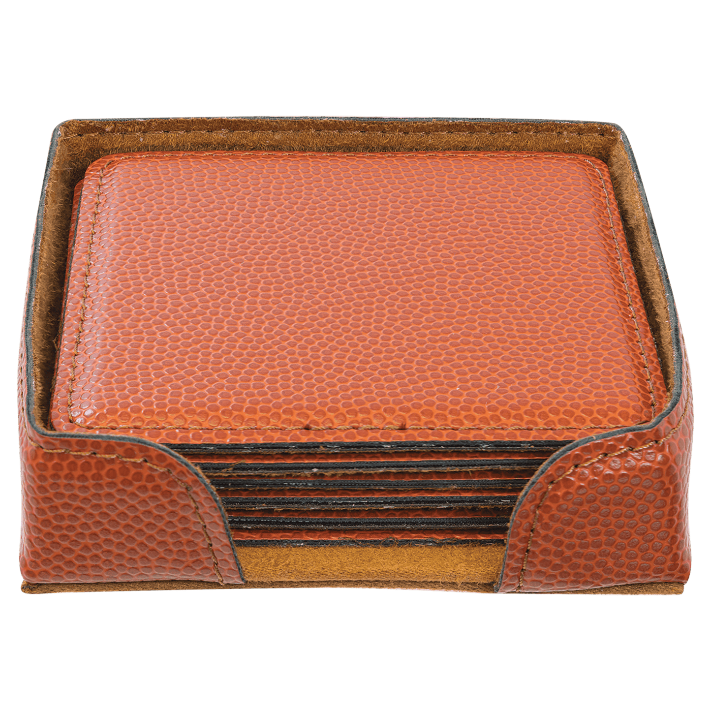 4" Square Laserable Leatherette Coaster With Holder (6 pack)