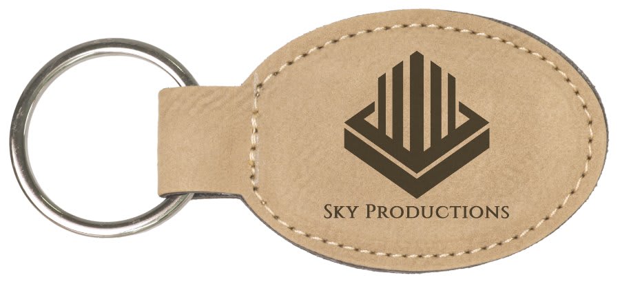 Laserable Leatherette Oval Keychain