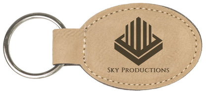 Laserable Leatherette Oval Keychain
