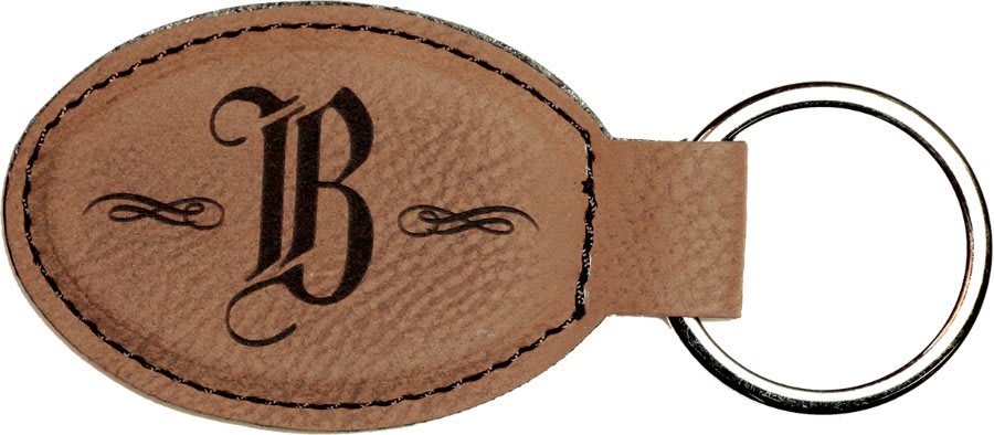 Laserable Leatherette Oval Keychain
