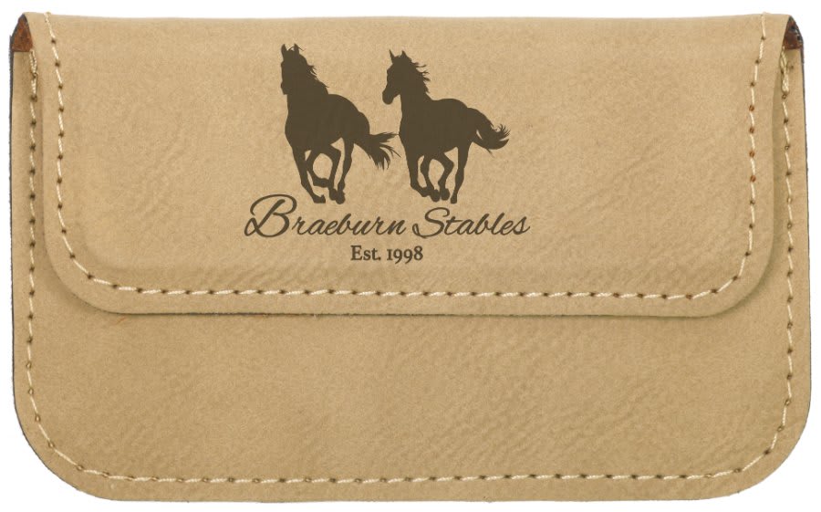4 1/2" x 2 3/4" Laserable Leatherette Flexible Business Card Holder