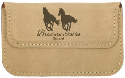 4 1/2" x 2 3/4" Laserable Leatherette Flexible Business Card Holder