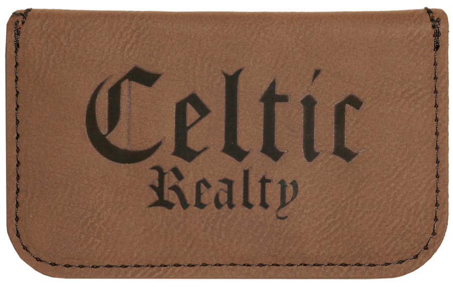 4 1/2" x 2 3/4" Laserable Leatherette Flexible Business Card Holder