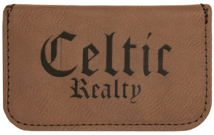 4 1/2" x 2 3/4" Laserable Leatherette Flexible Business Card Holder
