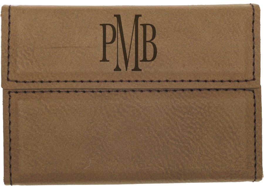 3 3/4" x 2 3/4" Laserable Leatherette Hard Business Card Holder