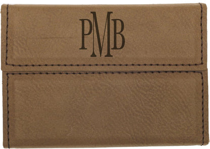 3 3/4" x 2 3/4" Laserable Leatherette Hard Business Card Holder