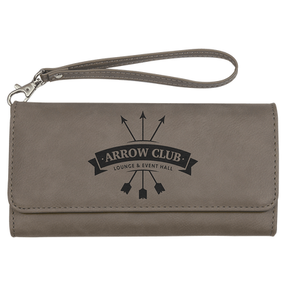 7 1/2" x 4" Laserable Leatherette Wallet with Strap