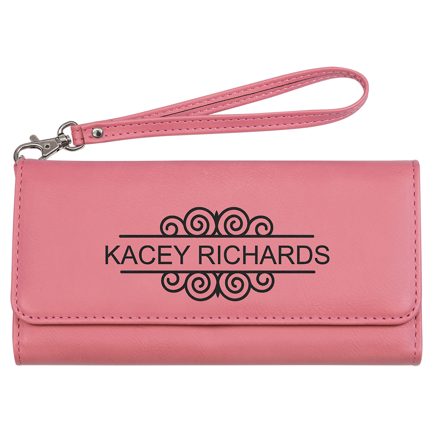 7 1/2" x 4" Laserable Leatherette Wallet with Strap