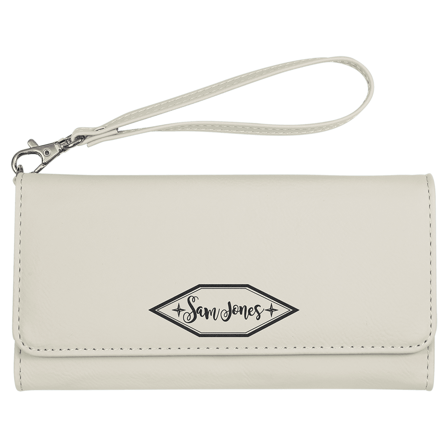 7 1/2" x 4" Laserable Leatherette Wallet with Strap