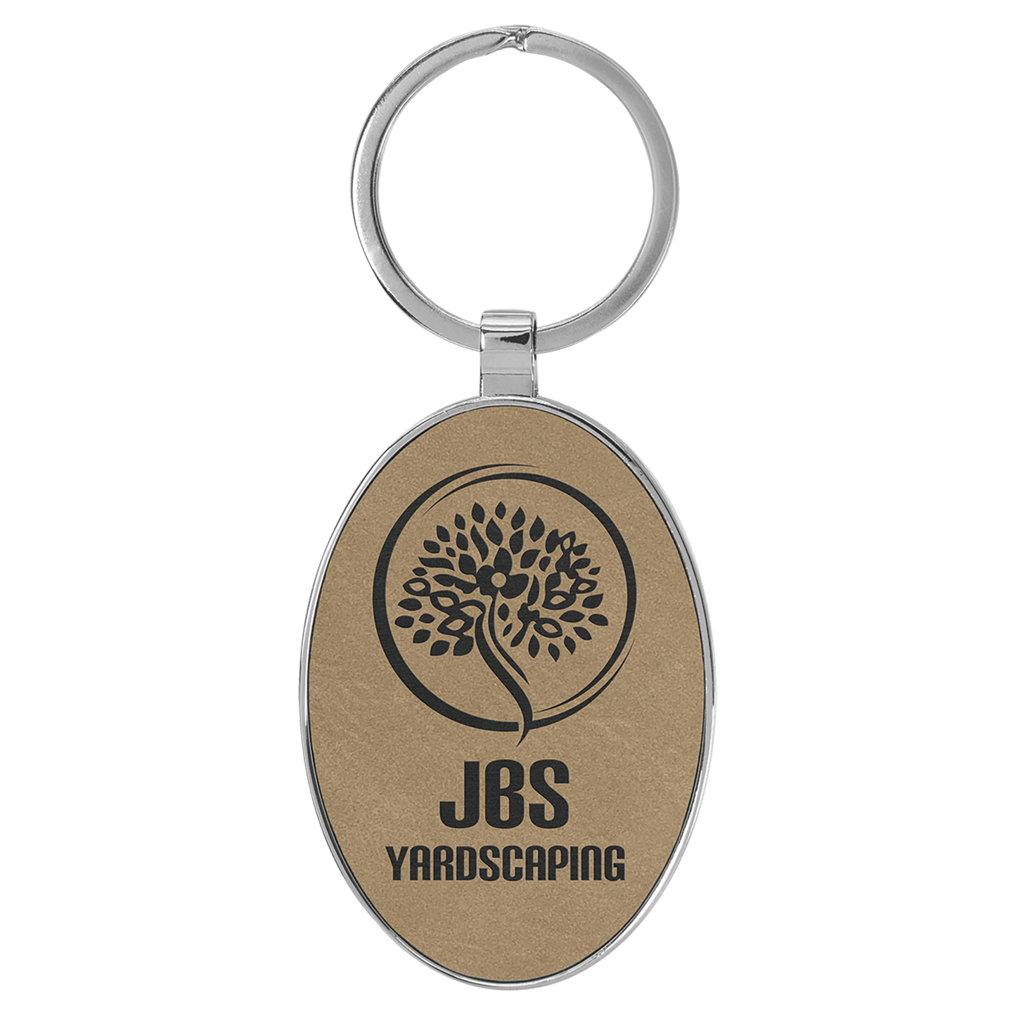 Laserable Leatherette Oval Keychain