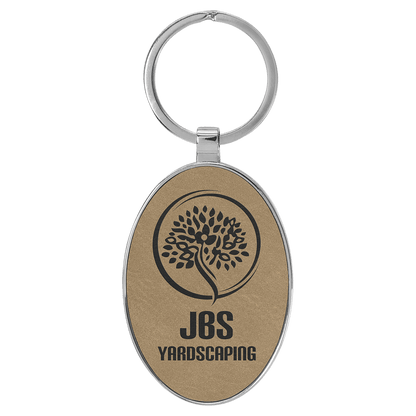 Laserable Leatherette Oval Keychain