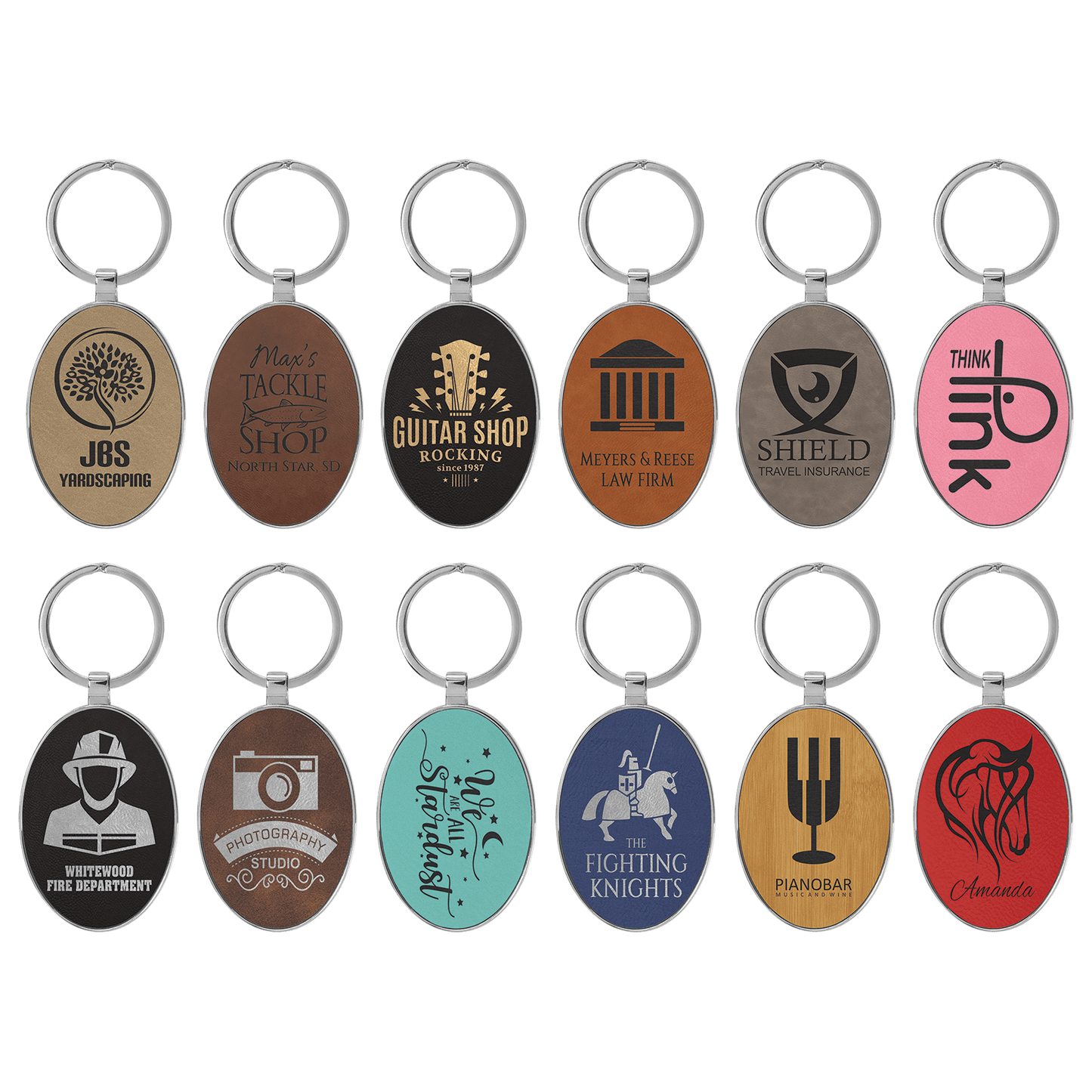 Laserable Leatherette Oval Keychain