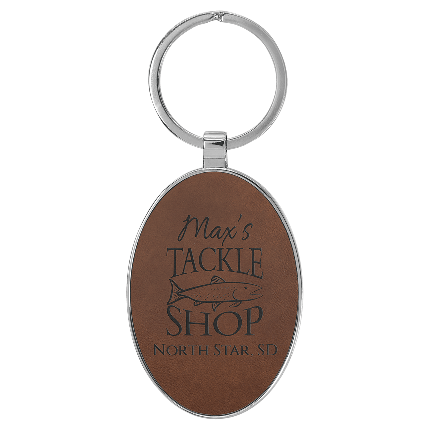Laserable Leatherette Oval Keychain