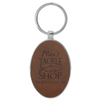 Laserable Leatherette Oval Keychain