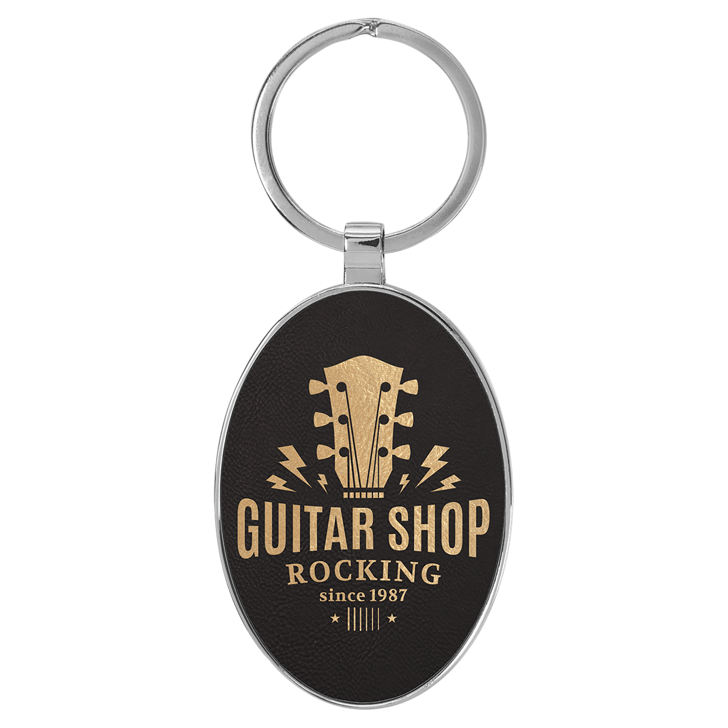 Laserable Leatherette Oval Keychain