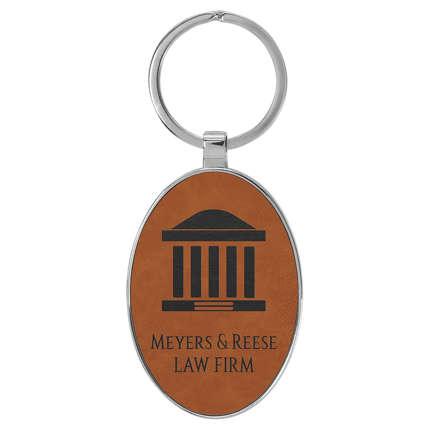 Laserable Leatherette Oval Keychain