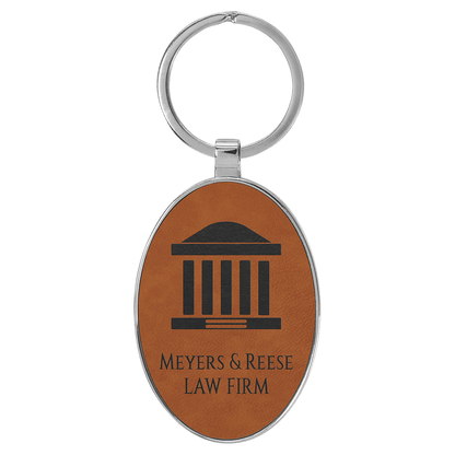 Laserable Leatherette Oval Keychain