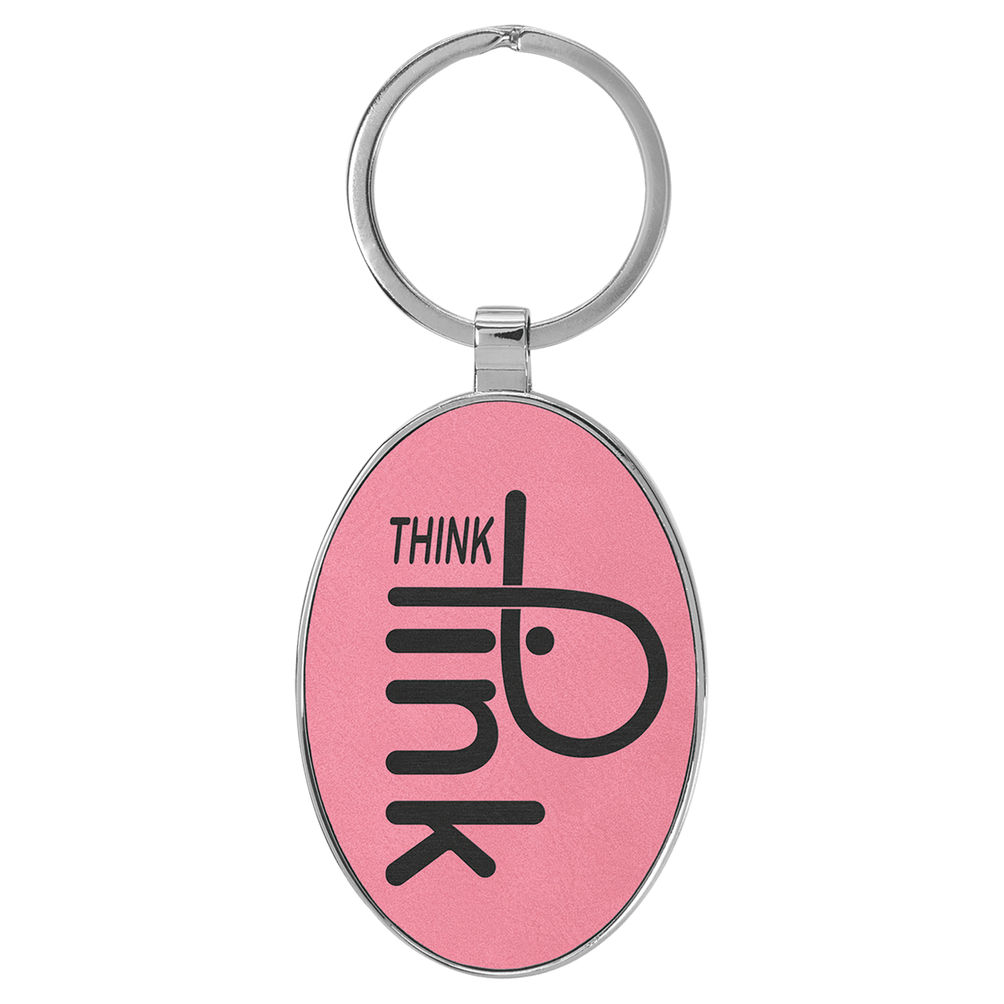 Laserable Leatherette Oval Keychain