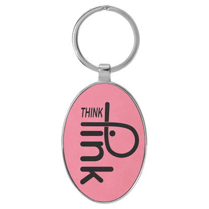 Laserable Leatherette Oval Keychain