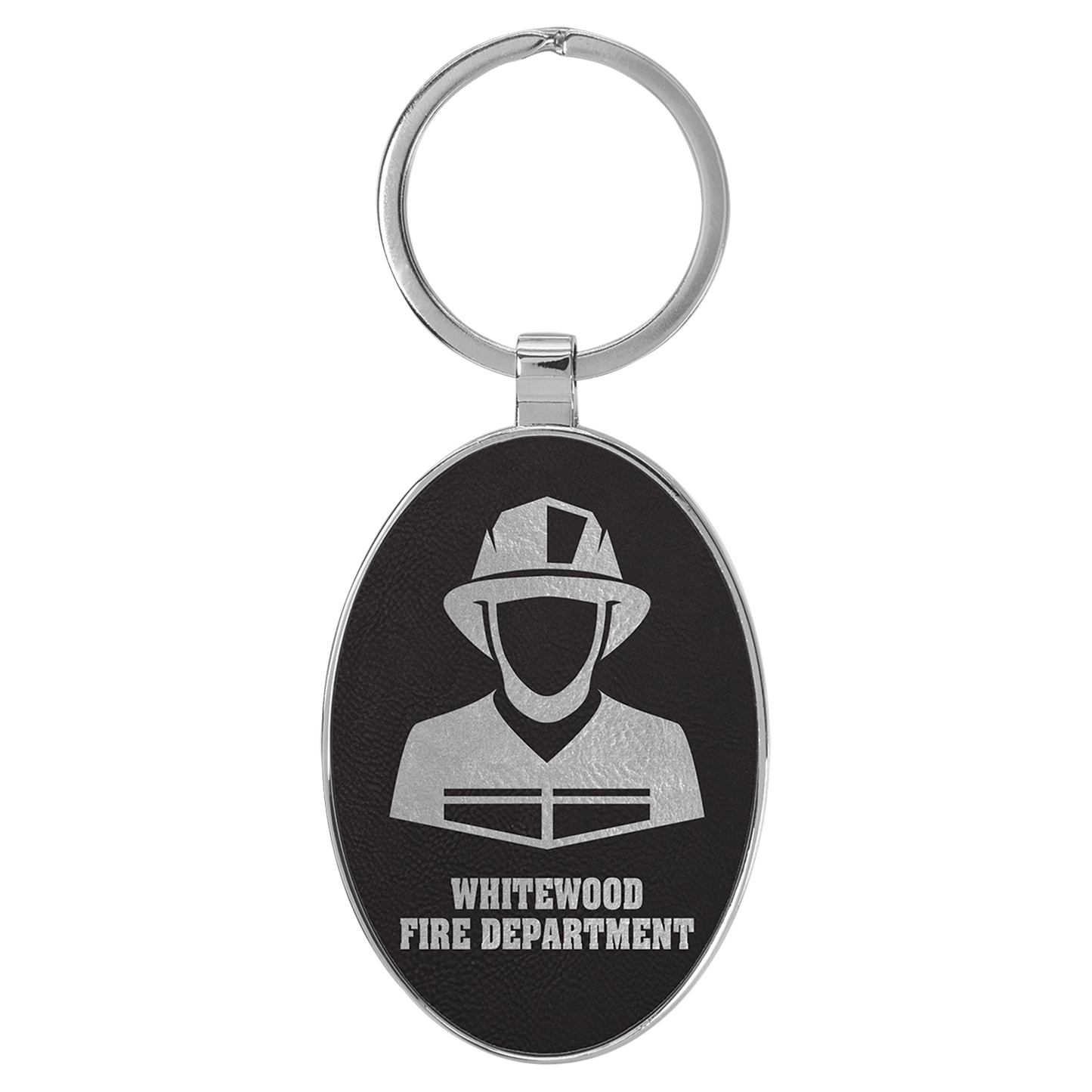 Laserable Leatherette Oval Keychain