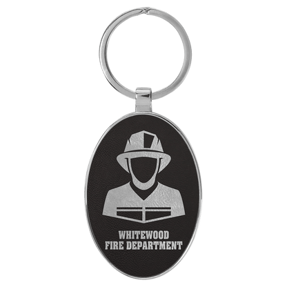 Laserable Leatherette Oval Keychain