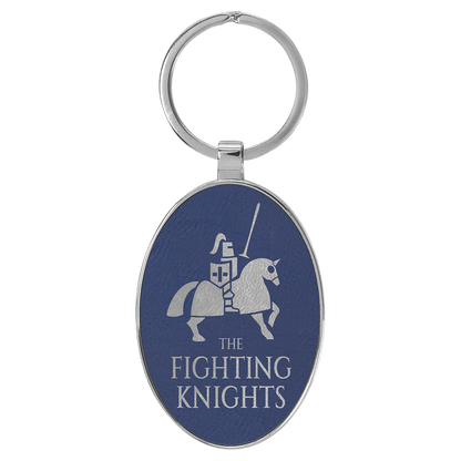 Laserable Leatherette Oval Keychain