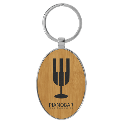 Laserable Leatherette Oval Keychain