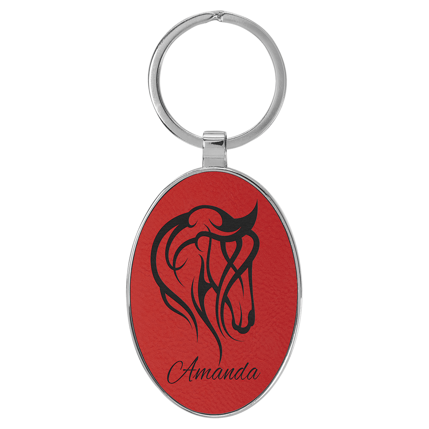 Laserable Leatherette Oval Keychain
