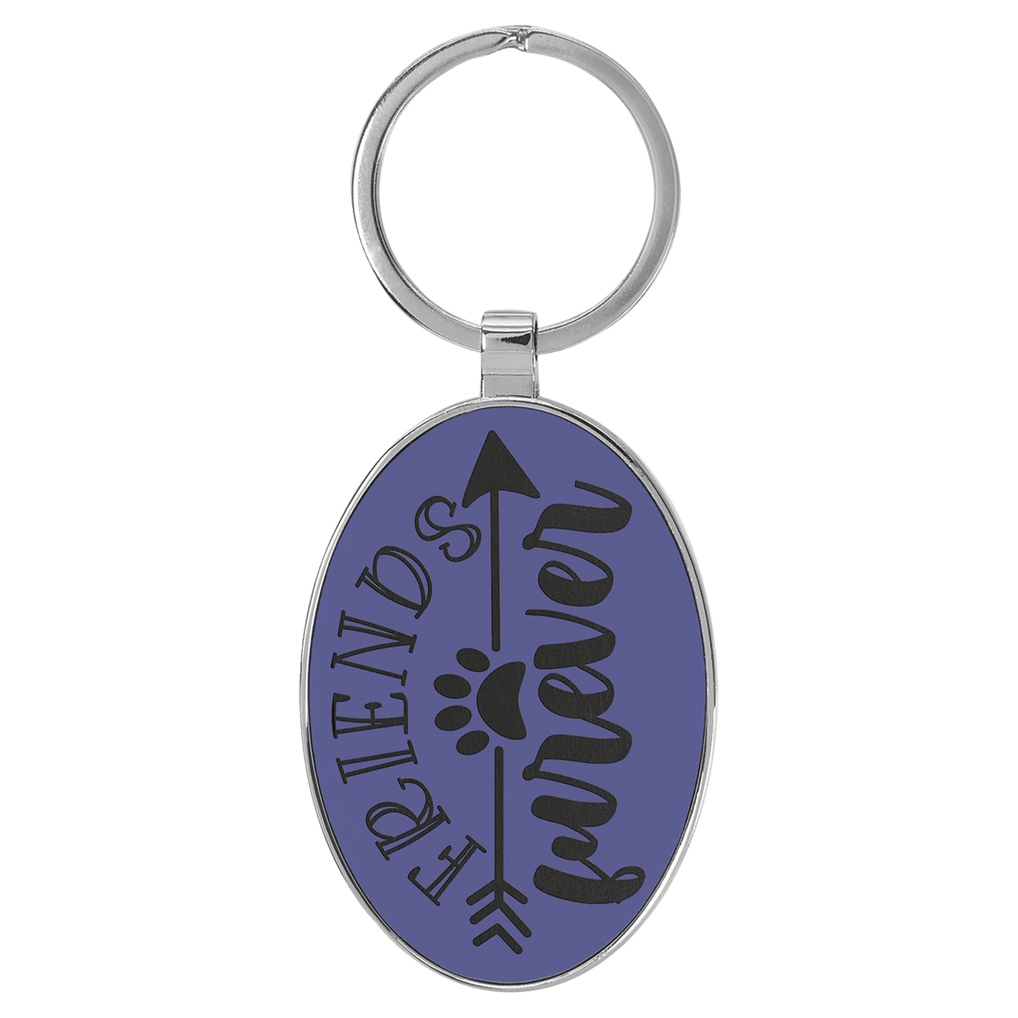 Laserable Leatherette Oval Keychain