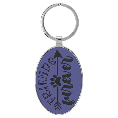 Laserable Leatherette Oval Keychain