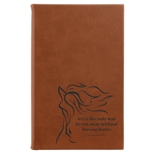 5 1/4" x 8 1/4" Laserable Leatherette Sketch Book with Unlined Notepad