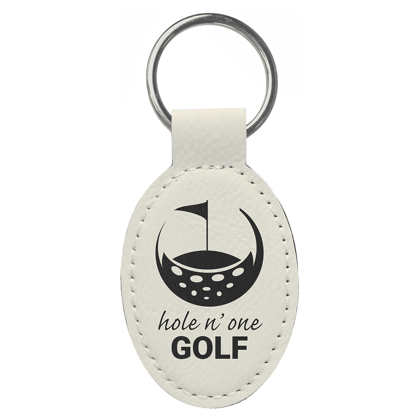 Laserable Leatherette Oval Keychain