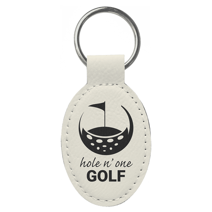 Laserable Leatherette Oval Keychain