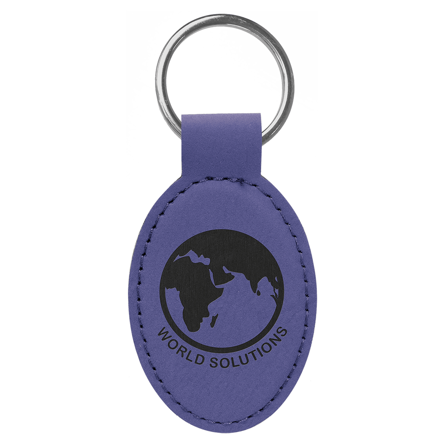 Laserable Leatherette Oval Keychain