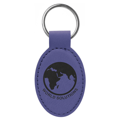 Laserable Leatherette Oval Keychain