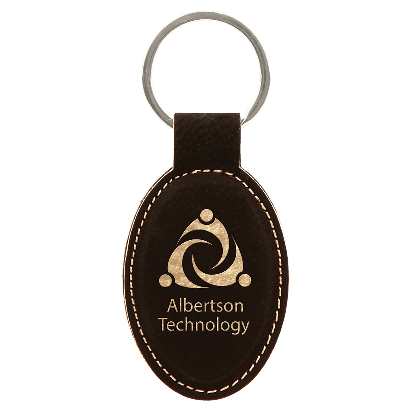 Laserable Leatherette Oval Keychain
