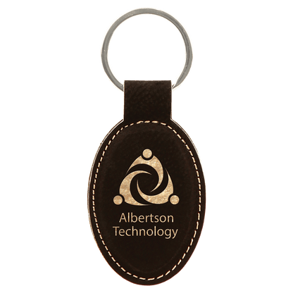 Laserable Leatherette Oval Keychain