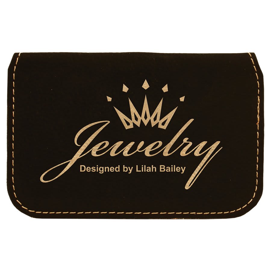 4 1/2" x 2 3/4" Laserable Leatherette Flexible Business Card Holder