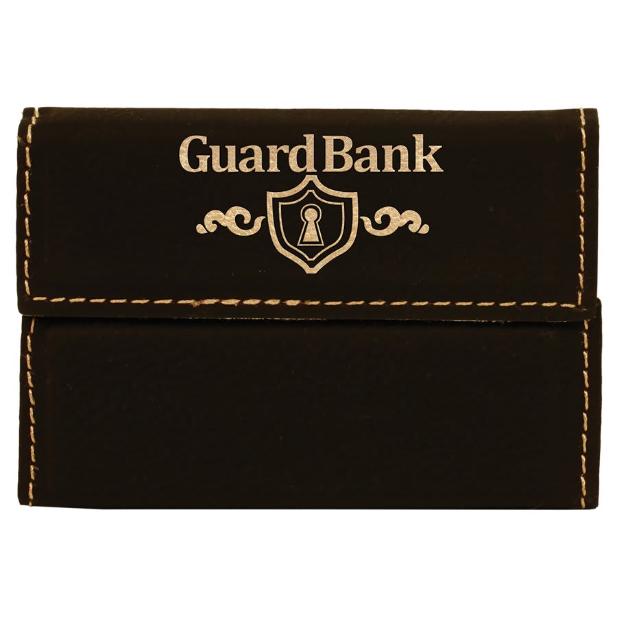 3 3/4" x 2 3/4" Laserable Leatherette Hard Business Card Holder