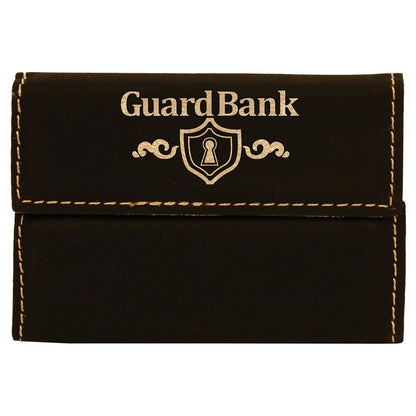 3 3/4" x 2 3/4" Laserable Leatherette Hard Business Card Holder